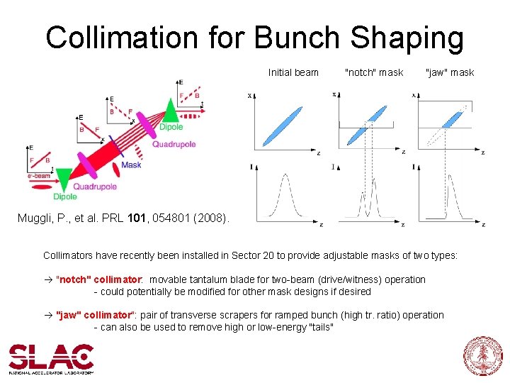 Collimation for Bunch Shaping Initial beam "notch" mask "jaw" mask Muggli, P. , et