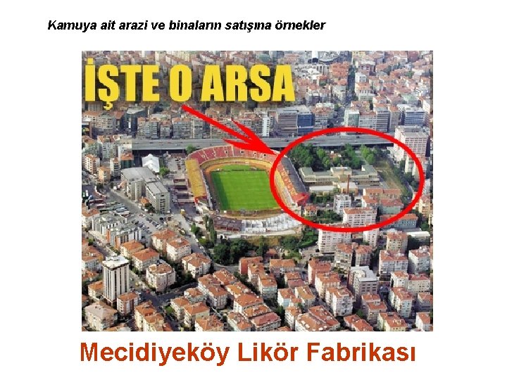 Kamuya ait arazi ve binaların satışına örnekler Mecidiyeköy Likör Fabrikası 