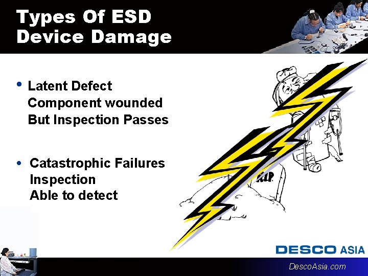 Types Of ESD Device Damage • Latent Defect Component wounded But Inspection Passes •