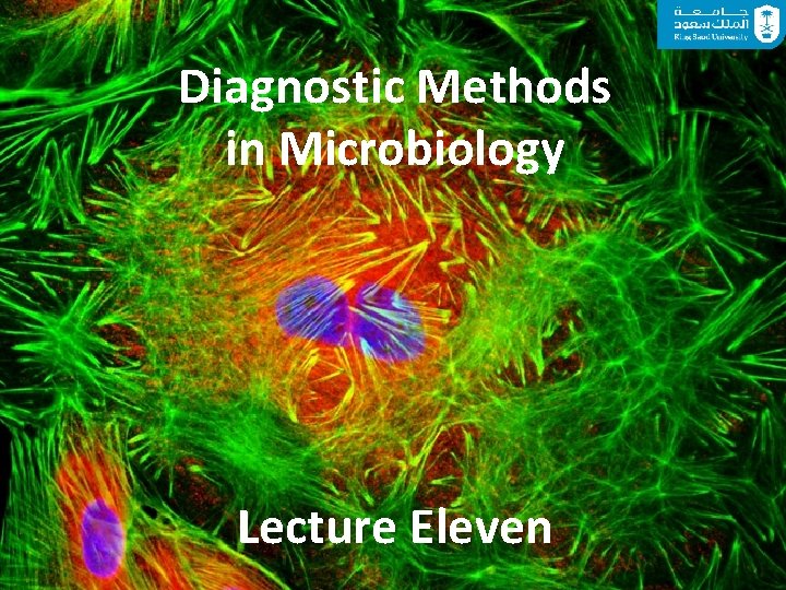 Diagnostic Methods in Microbiology Lecture Eleven 