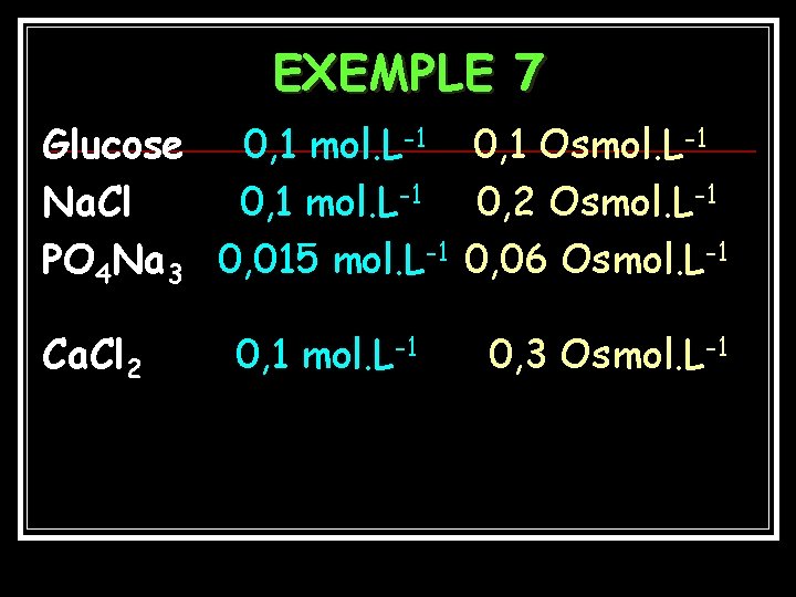 EXEMPLE 7 Glucose 0, 1 mol. L-1 0, 1 Osmol. L-1 Na. Cl 0,