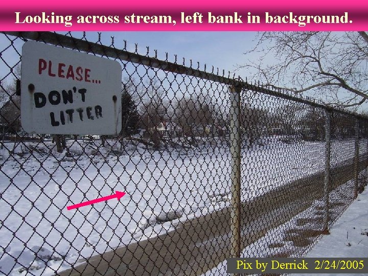 Looking across stream, left bank in background. Pix by Derrick 2/24/2005 