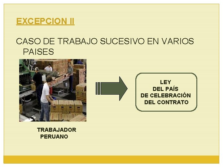 EXCEPCION II CASO DE TRABAJO SUCESIVO EN VARIOS PAISES LEY DEL PAÍS DE CELEBRACIÓN