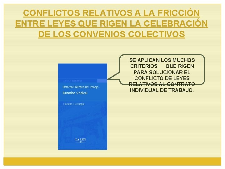 CONFLICTOS RELATIVOS A LA FRICCIÓN ENTRE LEYES QUE RIGEN LA CELEBRACIÓN DE LOS CONVENIOS