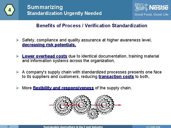 4 Summarizing Standardization Urgently Needed Benefits of Process / Verification Standardization Ø Safety, compliance