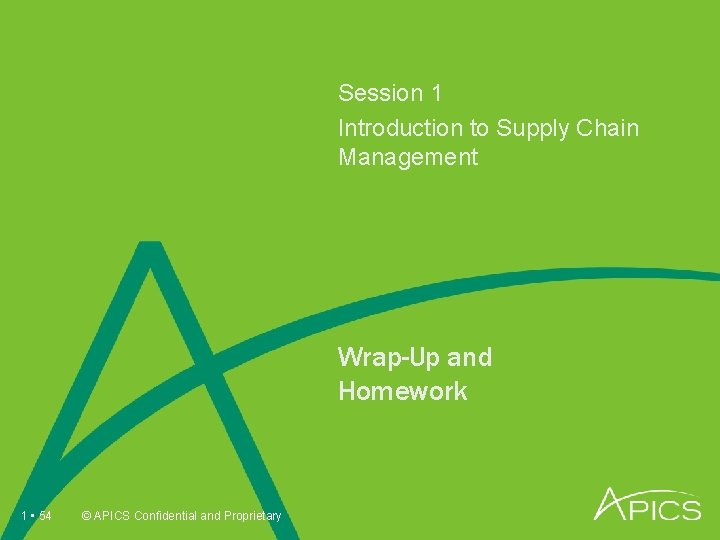 Session 1 Introduction to Supply Chain Management Wrap-Up and Homework 1 • 54 ©