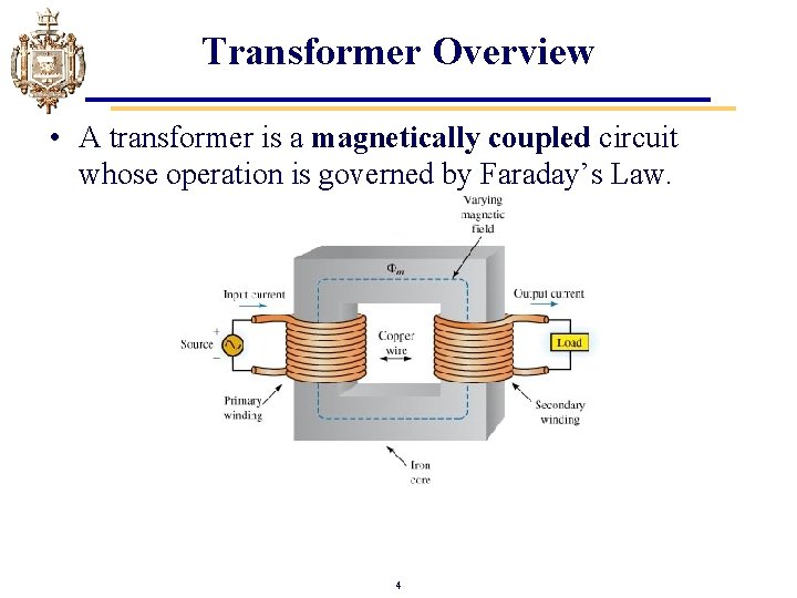 Transformer Overview • A transformer is a magnetically coupled circuit whose operation is governed
