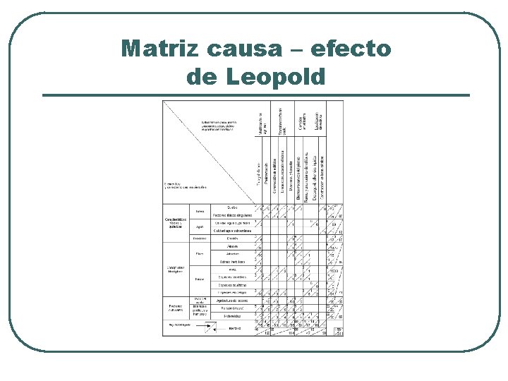 Matriz causa – efecto de Leopold 