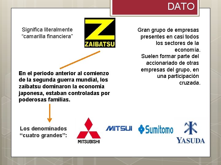 DATO Significa literalmente “camarilla financiera” En el periodo anterior al comienzo de la segunda