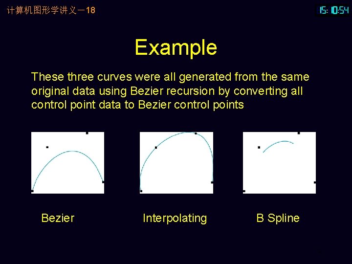 计算机图形学讲义－18 Example These three curves were all generated from the same original data using