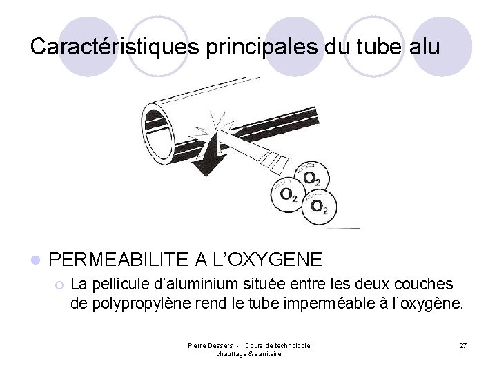 Caractéristiques principales du tube alu l PERMEABILITE A L’OXYGENE ¡ La pellicule d’aluminium située