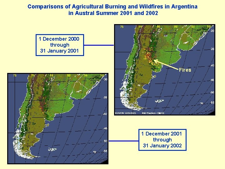 Comparisons of Agricultural Burning and Wildfires in Argentina in Austral Summer 2001 and 2002