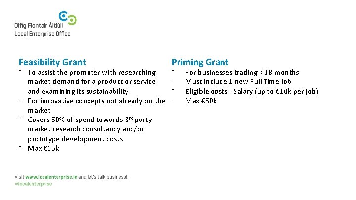 Feasibility Grant ⁻ To assist the promoter with researching market demand for a product