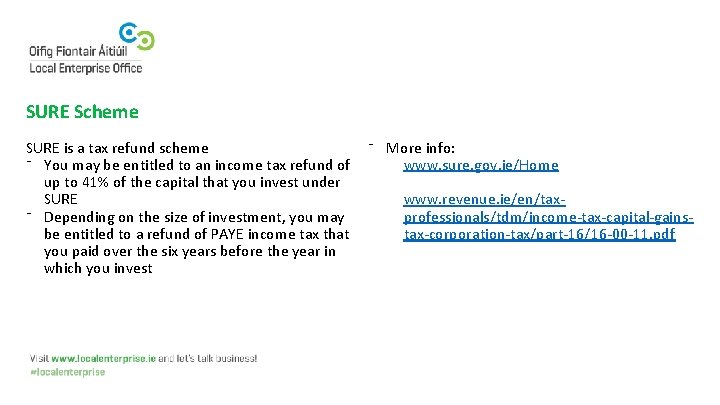 SURE Scheme ⁻ More info: SURE is a tax refund scheme www. sure. gov.