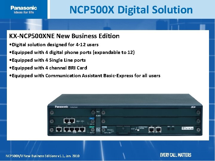 NCP 500 X Digital Solution KX-NCP 500 XNE New Business Edition • Digital solution NCP 500 X Digital Solution KX-NCP 500 XNE New Business Edition • Digital solution