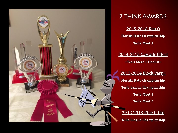 7 THINK AWARDS 2015 -2016 Res-Q Florida State Championship Tesla Meet 1 2014 -2015