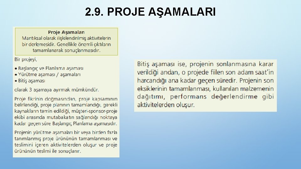 2. 9. PROJE AŞAMALARI 