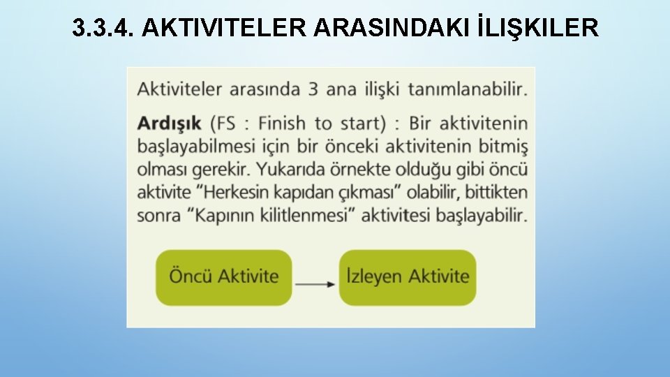 3. 3. 4. AKTIVITELER ARASINDAKI İLIŞKILER 