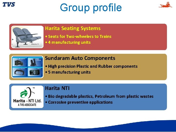 Group profile Harita Seating Systems • Seats for Two-wheelers to Trains • 4 manufacturing