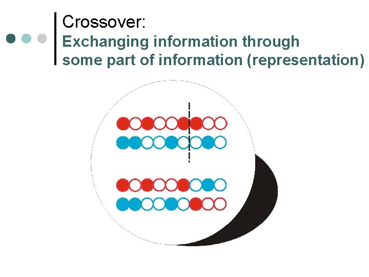 Crossover: Exchanging information through some part of information (representation) 