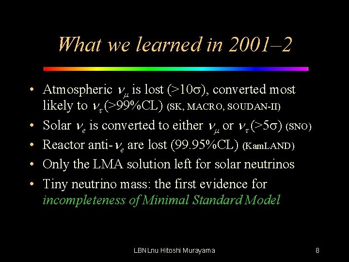 What we learned in 2001– 2 • Atmospheric nm is lost (>10 s), converted