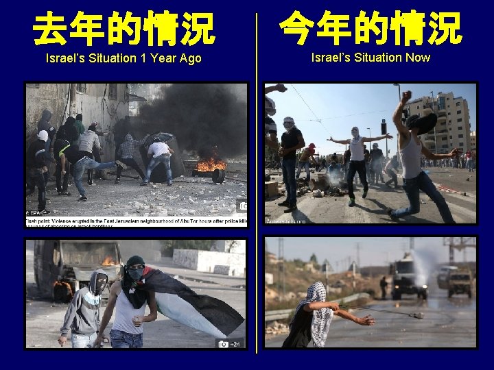 去年的情況 今年的情況 Israel’s Situation 1 Year Ago Israel’s Situation Now 