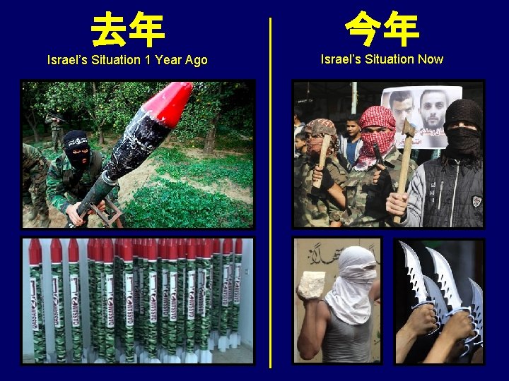 去年 今年 Israel’s Situation 1 Year Ago Israel’s Situation Now 
