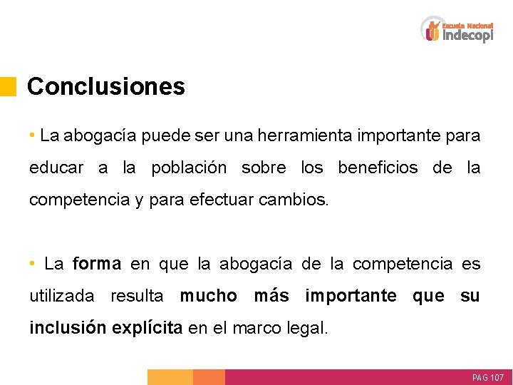 Conclusiones • La abogacía puede ser una herramienta importante para educar a la población