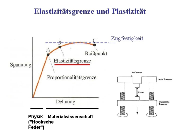 Elastizitätsgrenze und Plastizität Zugfestigkeit Physik Materialwissenschaft ("Hooksche Feder") 