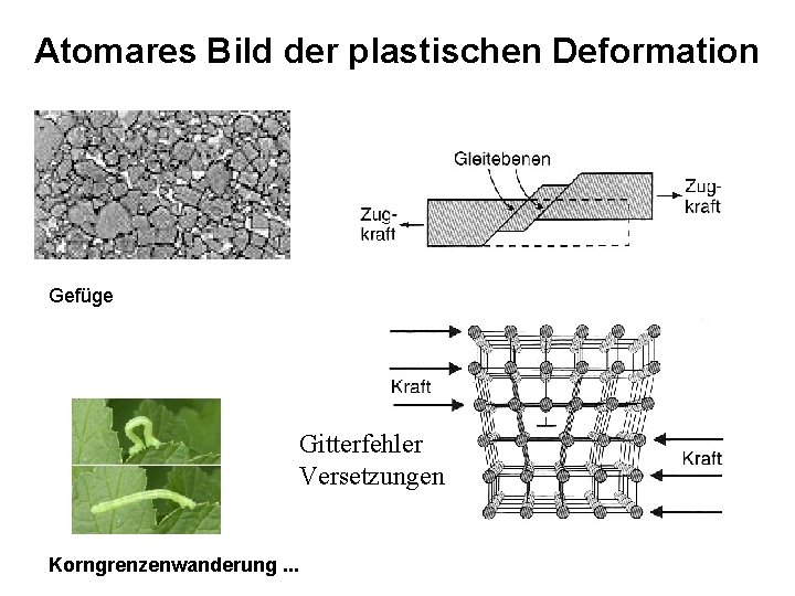 Atomares Bild der plastischen Deformation Gefüge Gitterfehler Versetzungen Korngrenzenwanderung. . . 