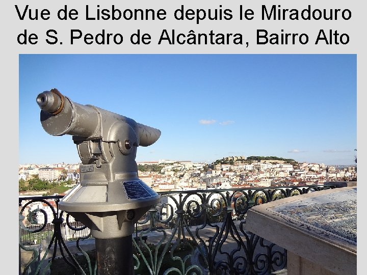 Vue de Lisbonne depuis le Miradouro de S. Pedro de Alcântara, Bairro Alto 