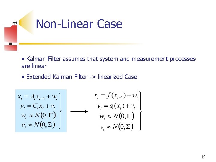 Non-Linear Case • Kalman Filter assumes that system and measurement processes are linear •