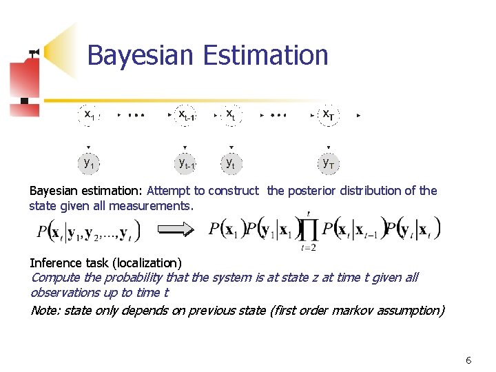 Bayesian Estimation Bayesian estimation: Attempt to construct the posterior distribution of the state given