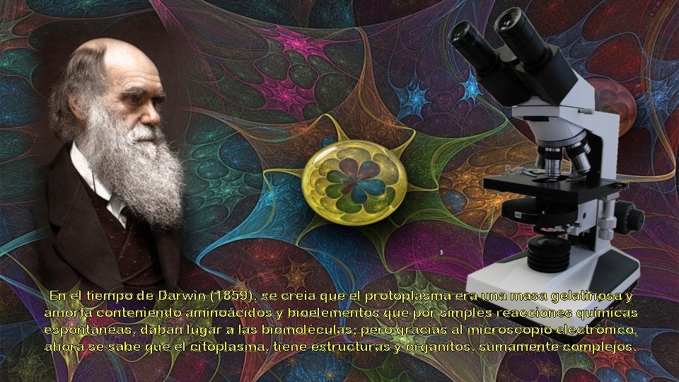 En el tiempo de Darwin (1859), se creía que el protoplasma era una masa