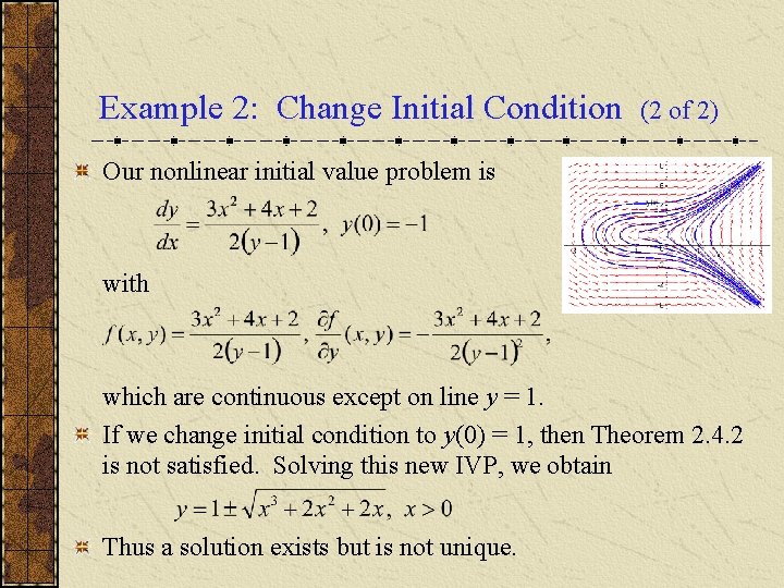 Example 2: Change Initial Condition (2 of 2) Our nonlinear initial value problem is