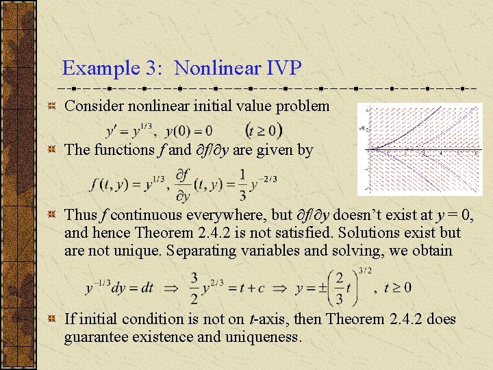 Example 3: Nonlinear IVP Consider nonlinear initial value problem The functions f and f/
