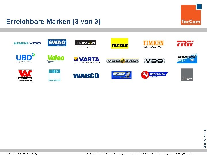 Erreichbare Marken (3 von 3) © Tec. Com Gmb. H, 2007 Ralf Stonies/03. 2008/Marketing