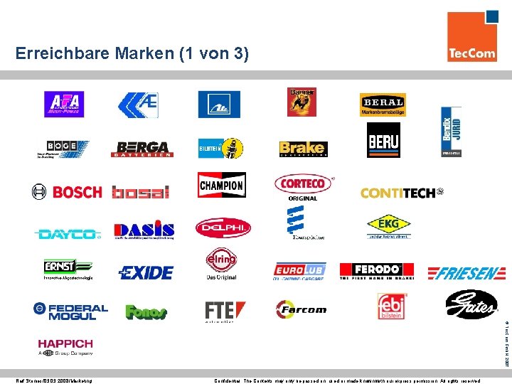 Erreichbare Marken (1 von 3) © Tec. Com Gmb. H, 2007 Ralf Stonies/03. 2008/Marketing