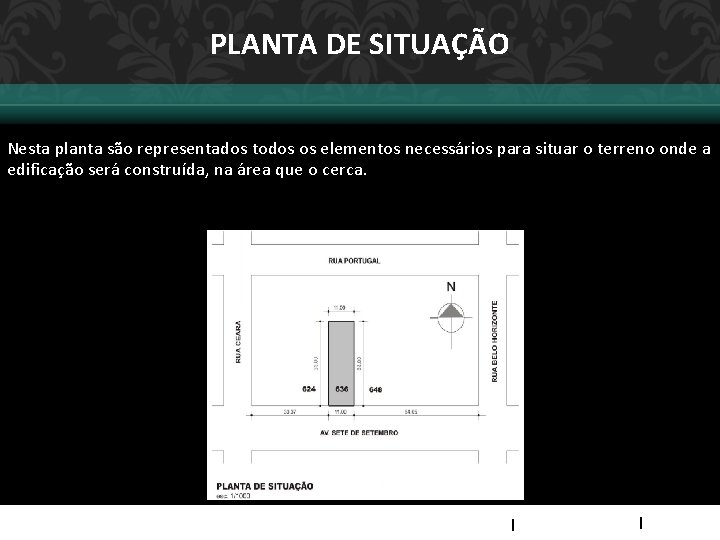 PLANTA DE SITUAÇÃO Nesta planta são representados todos os elementos necessários para situar o