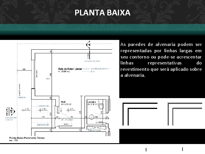 PLANTA BAIXA As paredes de alvenaria podem ser representadas por linhas largas em seu