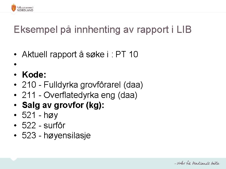 Eksempel på innhenting av rapport i LIB • • • Aktuell rapport å søke