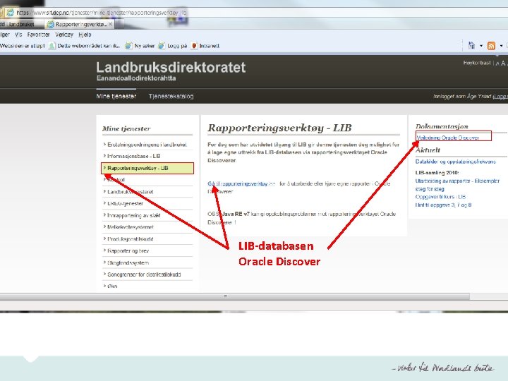 LIB-databasen Oracle Discover 