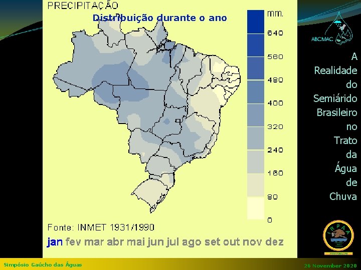 Distribuição durante o ano A Realidade do Semiárido Brasileiro no Trato da Água de