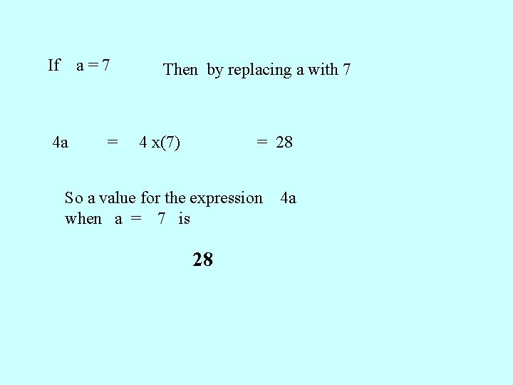 If a = 7 4 a = Then by replacing a with 7 4