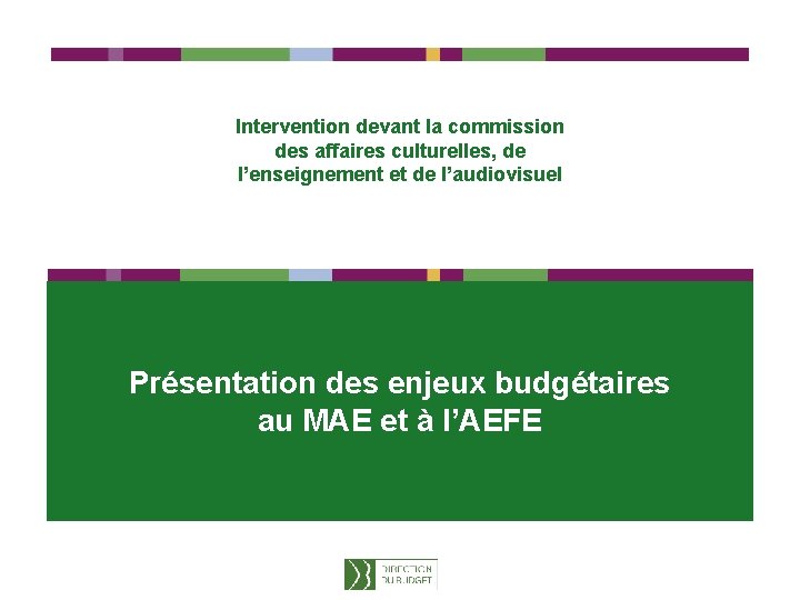 Intervention devant la commission des affaires culturelles, de l’enseignement et de l’audiovisuel Présentation des