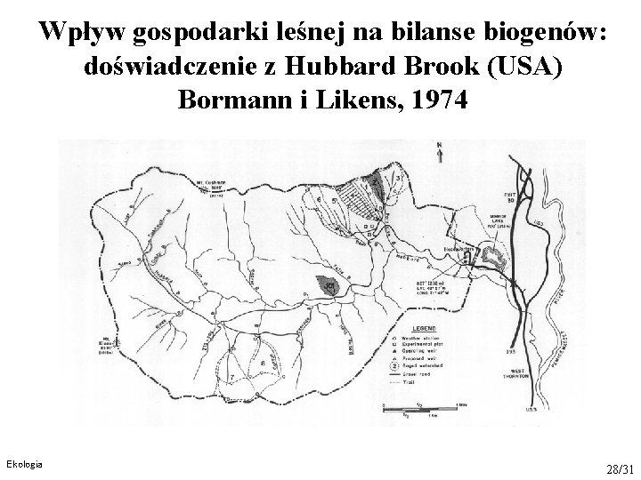 Wpływ gospodarki leśnej na bilanse biogenów: doświadczenie z Hubbard Brook (USA) Bormann i Likens,