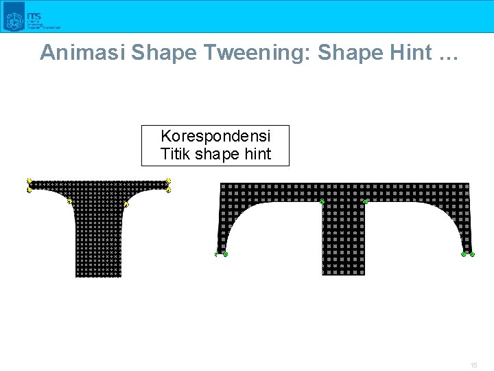 Animasi Shape Tweening: Shape Hint … Korespondensi Titik shape hint 15 