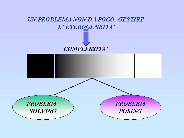 UN PROBLEMA NON DA POCO: GESTIRE L’ ETEROGENEITA’ COMPLESSITA’ MMMM M PROBLEM SOLVING PROBLEM