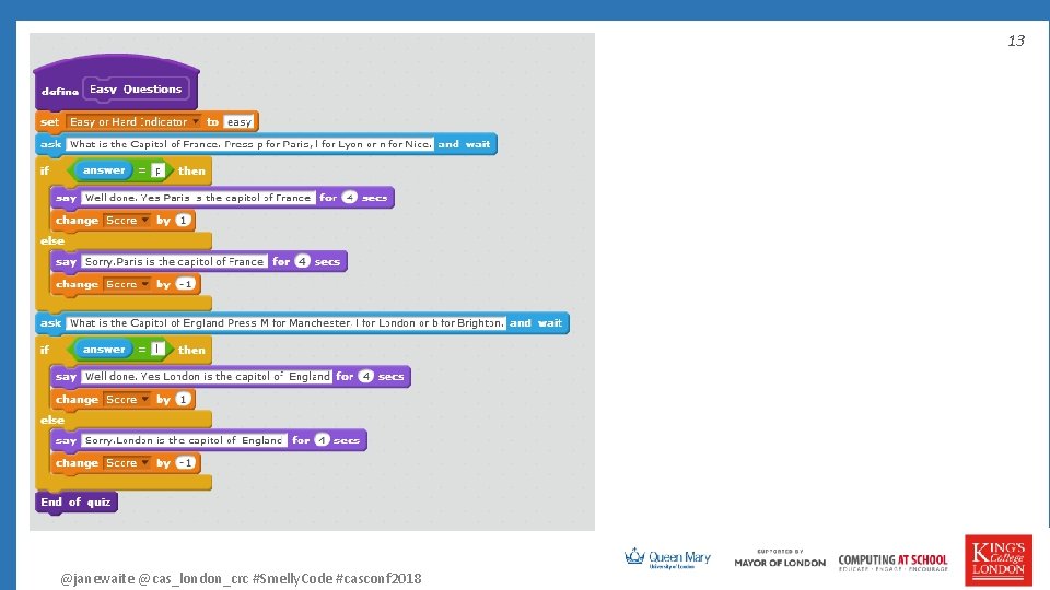 13 @janewaite @cas_london_crc #Smelly. Code #casconf 2018 
