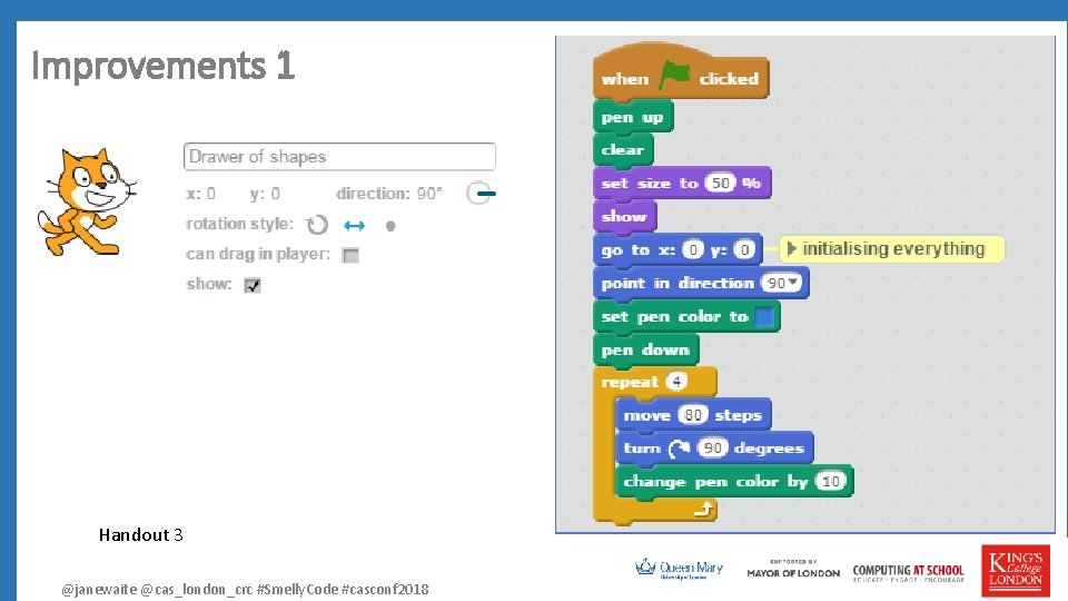 Improvements 1 Handout 3 @janewaite @cas_london_crc #Smelly. Code #casconf 2018 4 